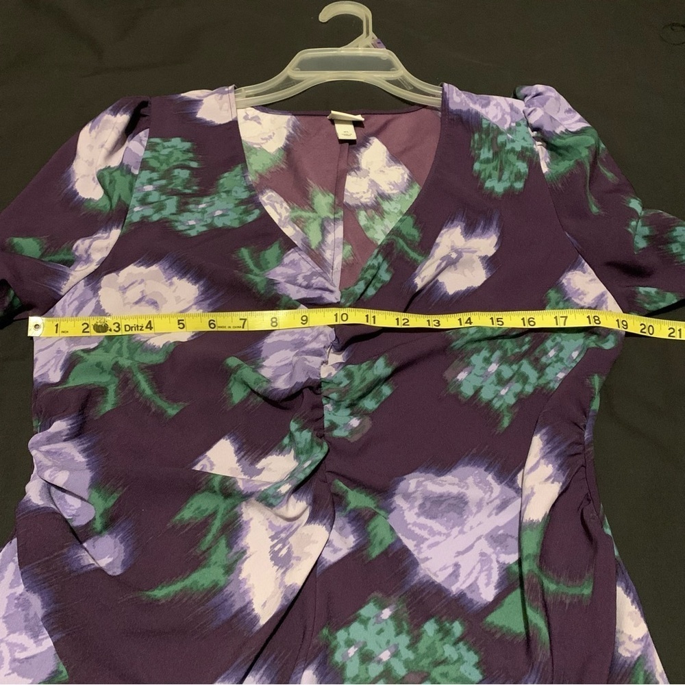 A New Day Floral Spring Purple Dress size XL puffed sleeves - Picture 10 of 11